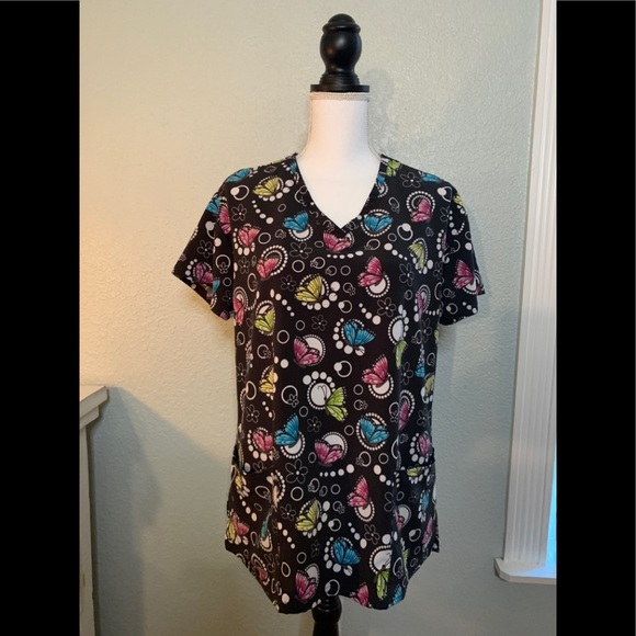 ScrubFinity Butterfly Scrub Top - Picture 1 of 8